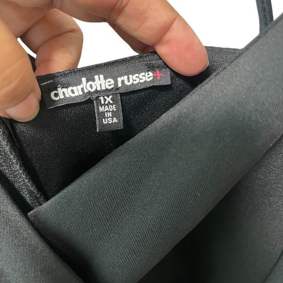 Charlotte Russe Strappy Fit and Flare V Neck Back Zip Dress Black Size 1X Plus - Picture 3 of 5